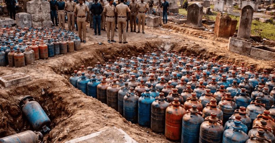 এবার কবরস্থান থেকে উদ্ধার হলো ৪১৪ গ্যাস সিলিন্ডার